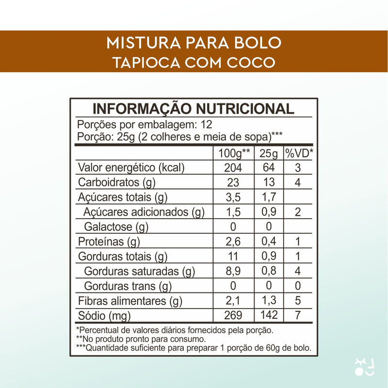 Mistura para Bolo Tapioca com Coco MyDream - Sem glúten e sem lactose