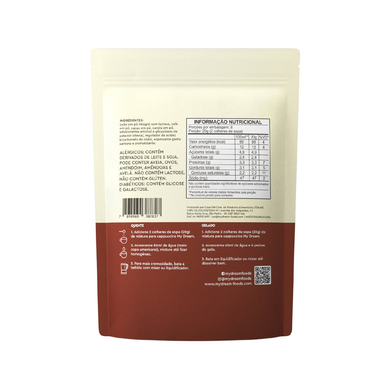 Cappuccino Vanilla Cream MyDream - Sem adição de açúcar, sem glúten e sem lactose