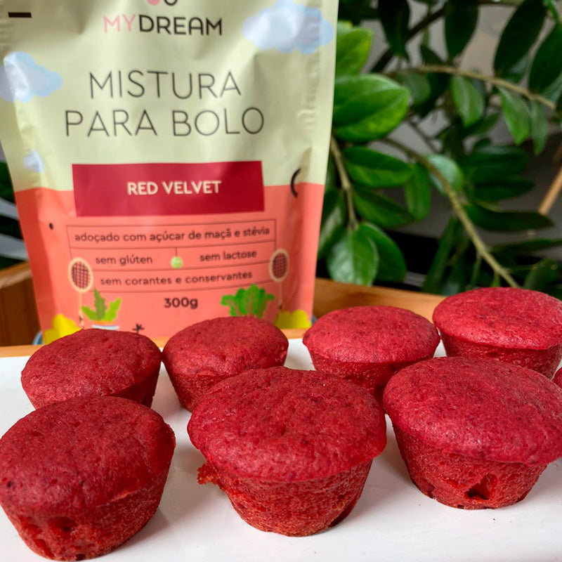 Mistura para Bolo Red Velvet MyDream. Sem glúten e sem lactose